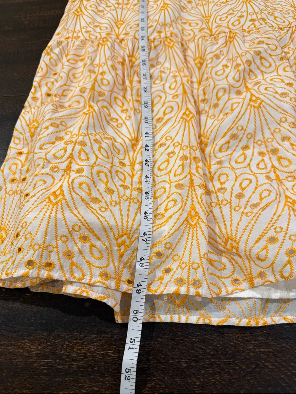 LOFT Petites Eyelet Open Back Maxi Dress White Yellow 4P - Picture 10 of 12